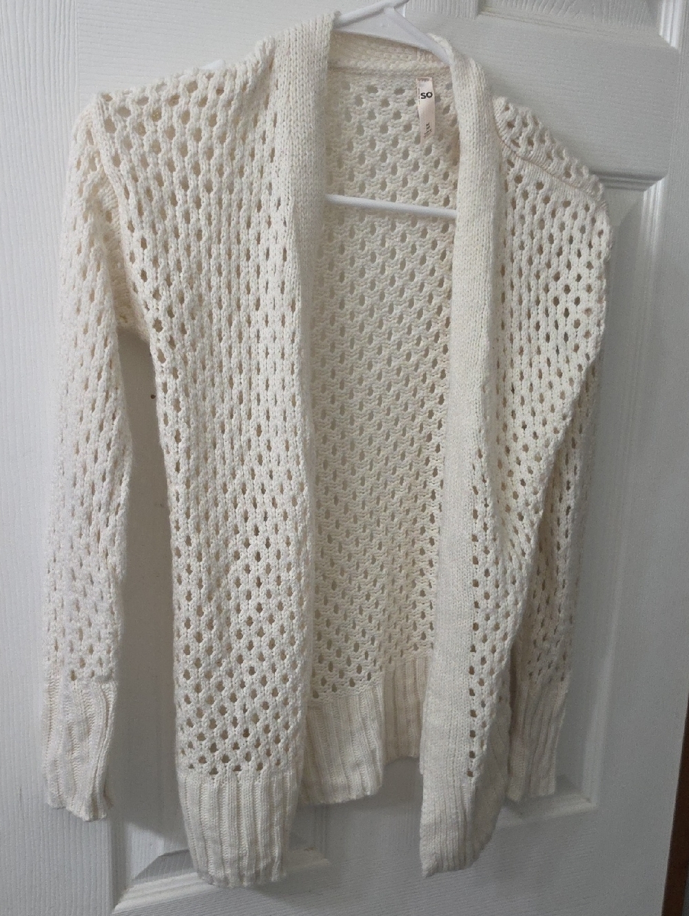 Girls' Open Weave White Cardigan Sweater